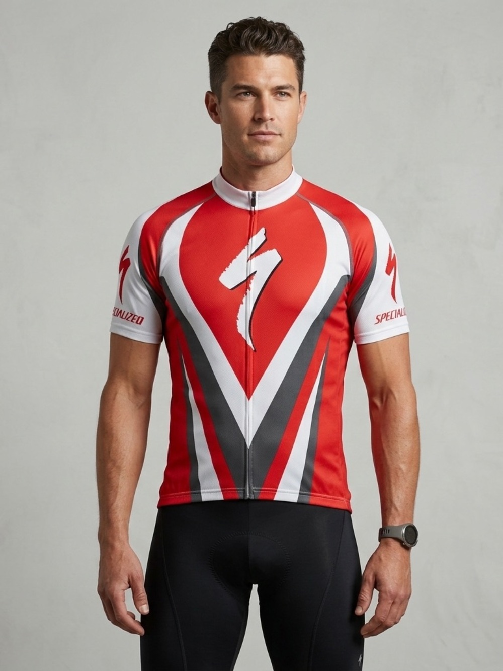Specialized Red, White & Gray Cycling Jersey Men’s Medium